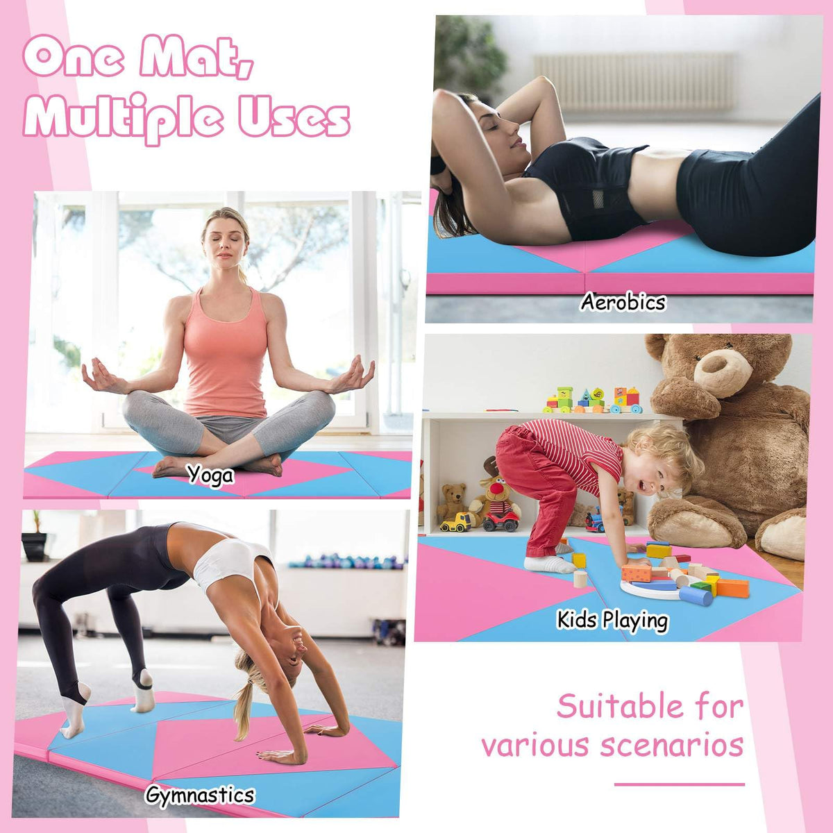 117 x 60 x 20 cm Gymnastics Mat, 4-fold Tumbling Mat