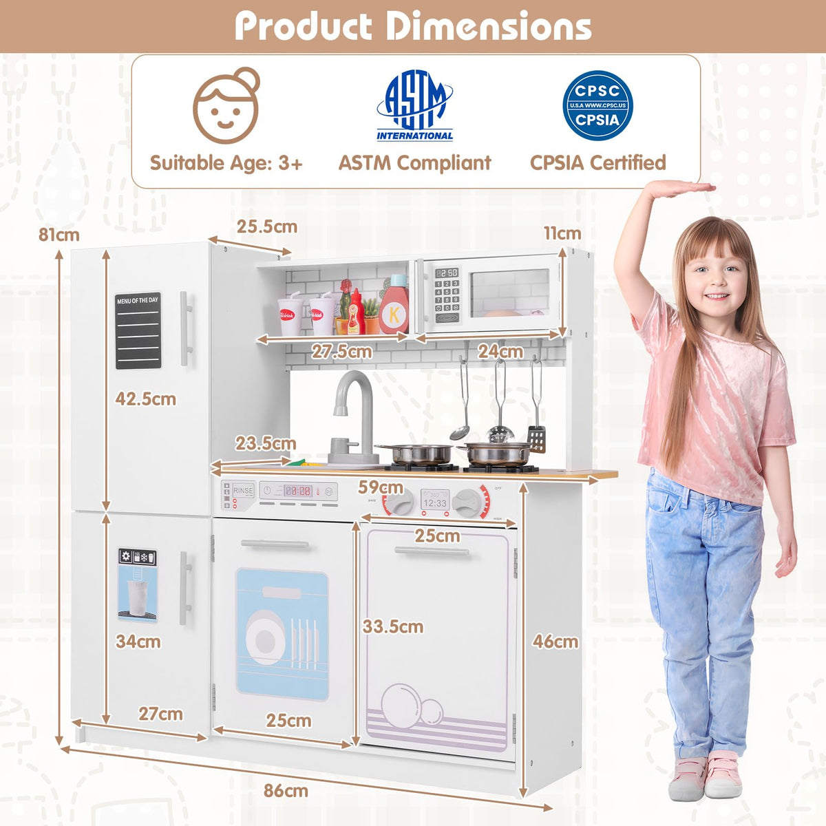 Kids Kitchen Playset with Stoves and Removable Sink