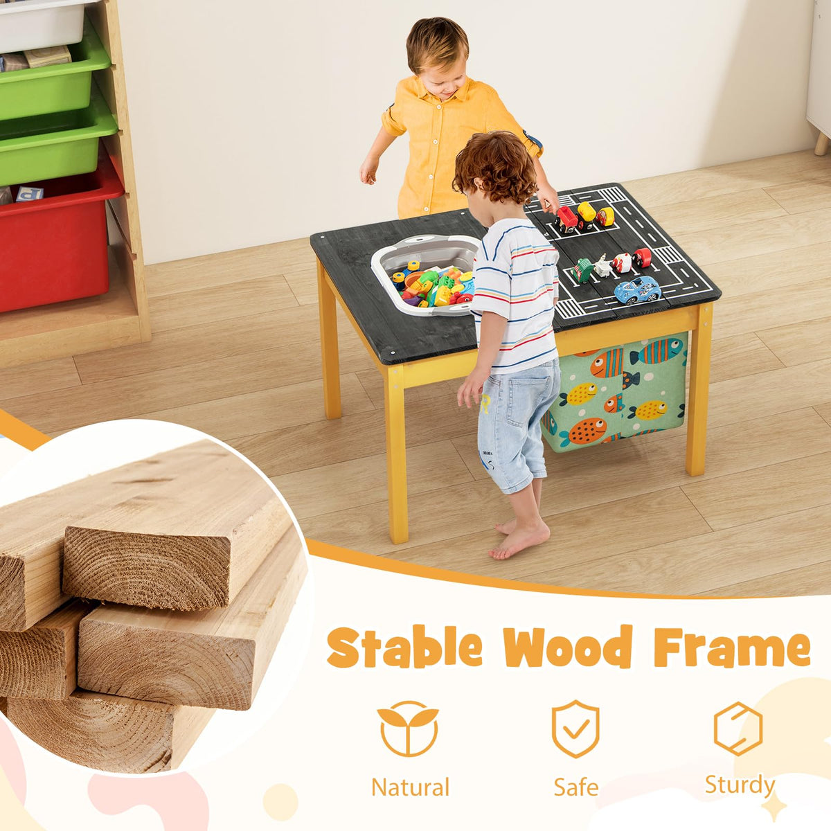 4-in-1 Kids Sand Water Activity Table with Foldable Storage Bin and Cloth Storage Bag