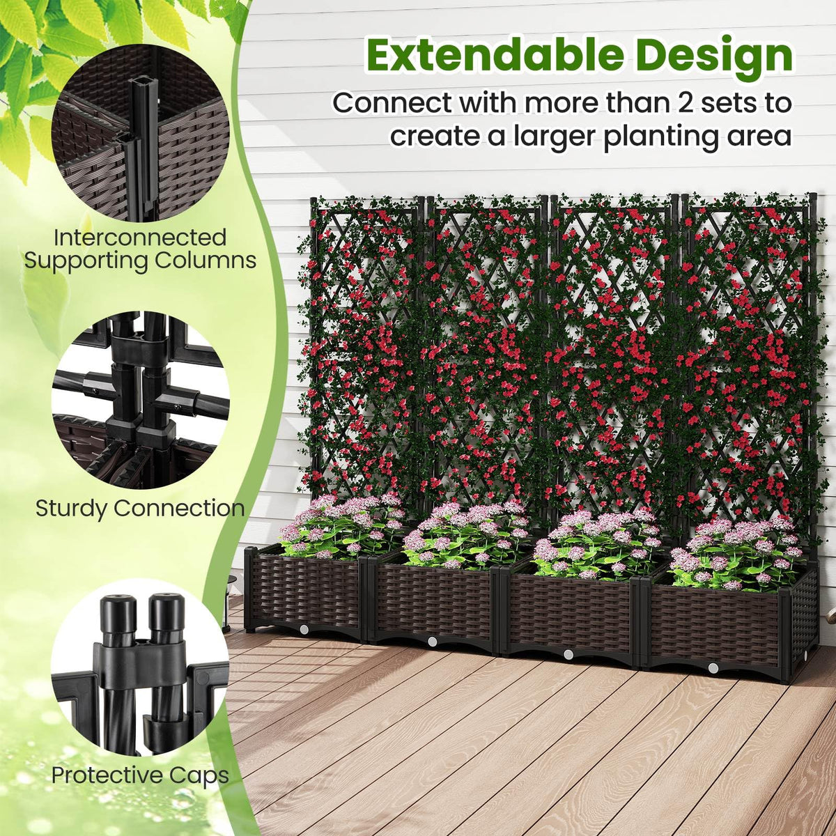 Raised Garden Bed w/ Lattice Trellis