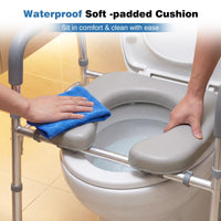 Raised Toilet Seat with Handles, Height & Width Adjustable Elevated Toilet Seat Riser