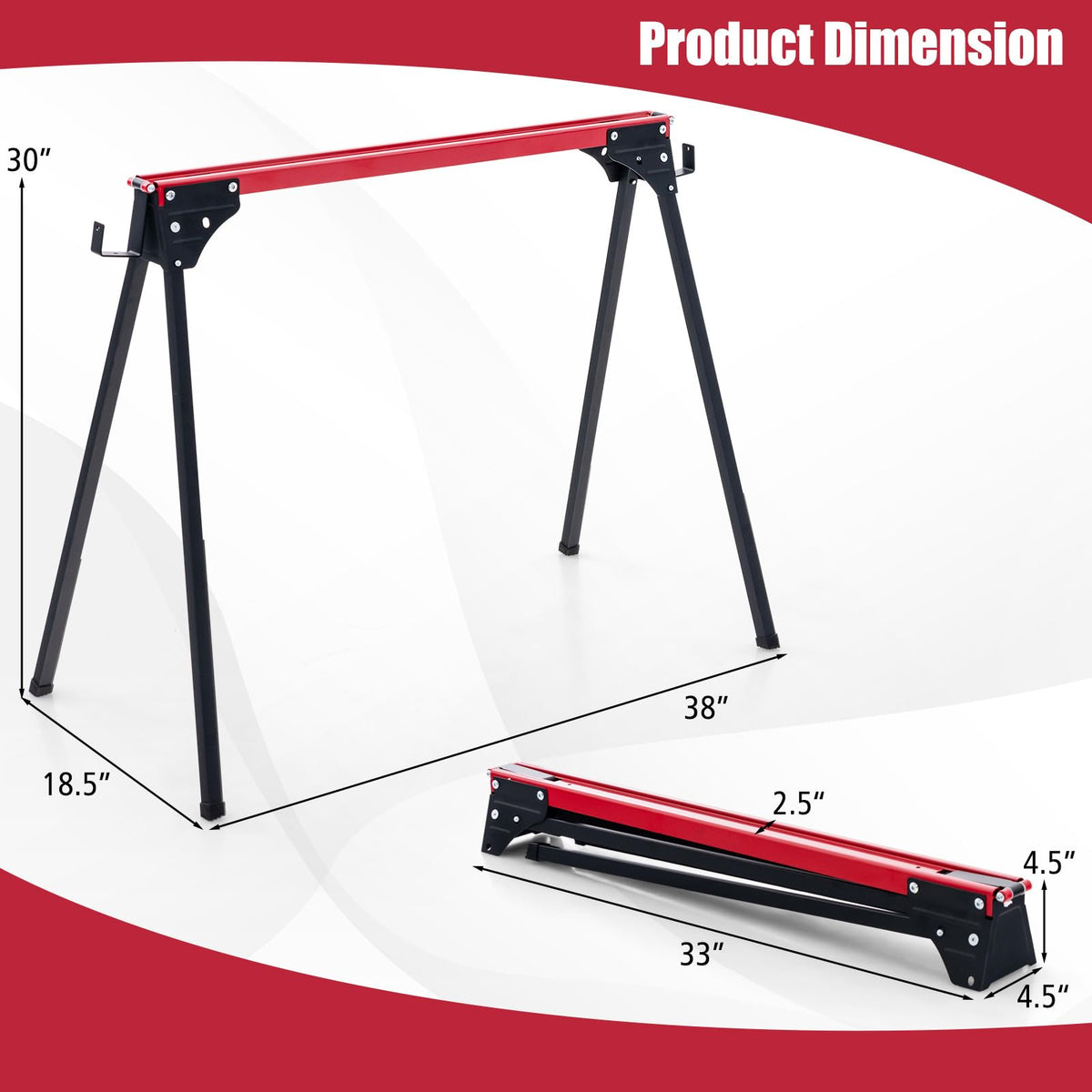 Saw Horses 2 Pack Folding, Portable Lightweight Work Horse