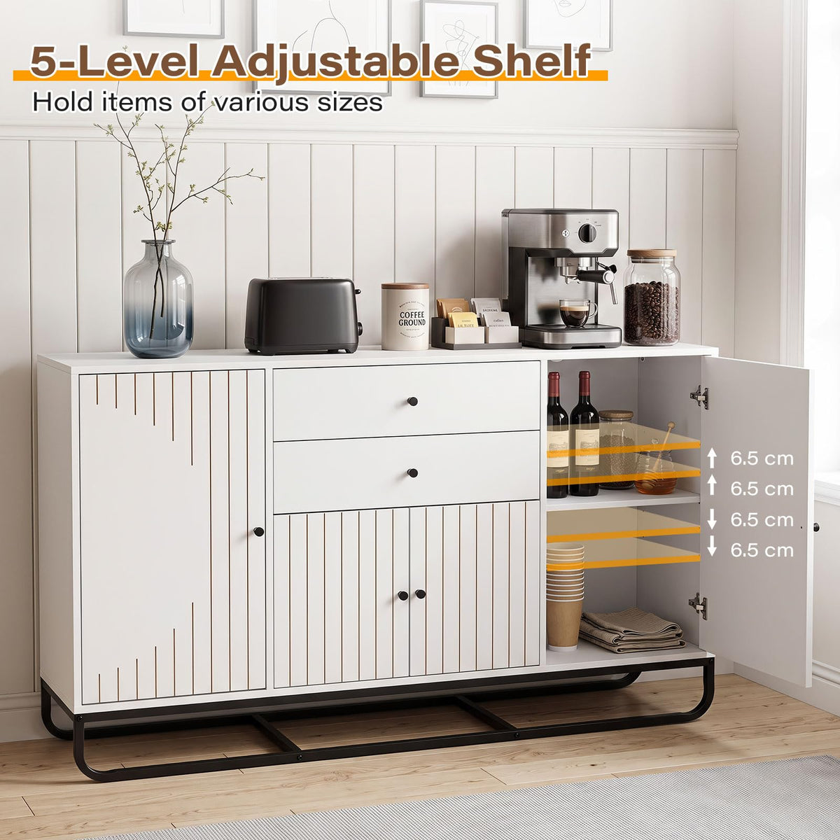 Giantex Modern Buffet Cabinet, Coffee Bar Cabinet with Drawers & Doors