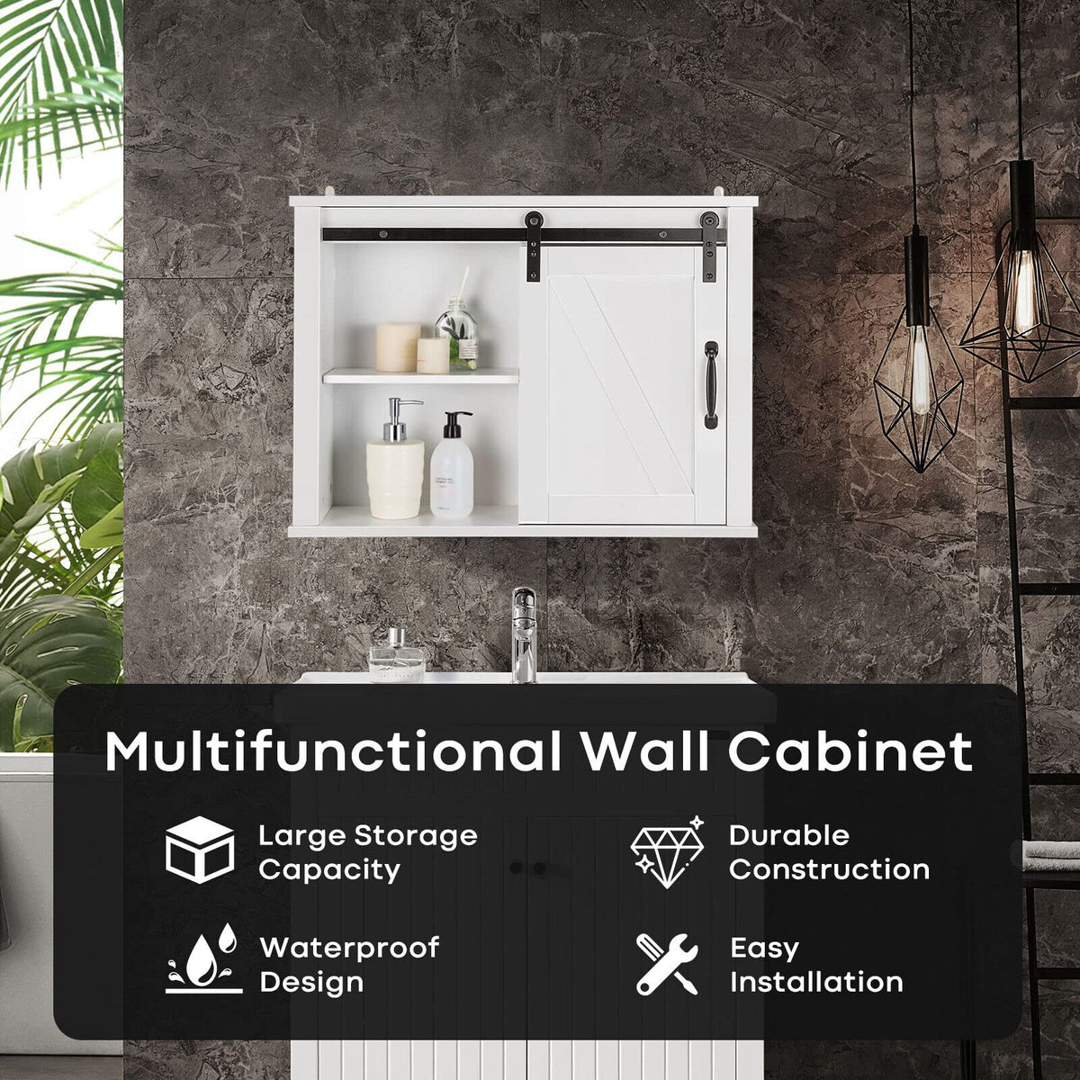 Giantex Wall Storage Cabinet, Multi-Function Bathroom Organizer Cabinet , White