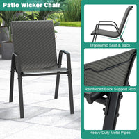 5 Piece Patio Rattan Dining Set, Outdoor Table & Chairs Set for 4