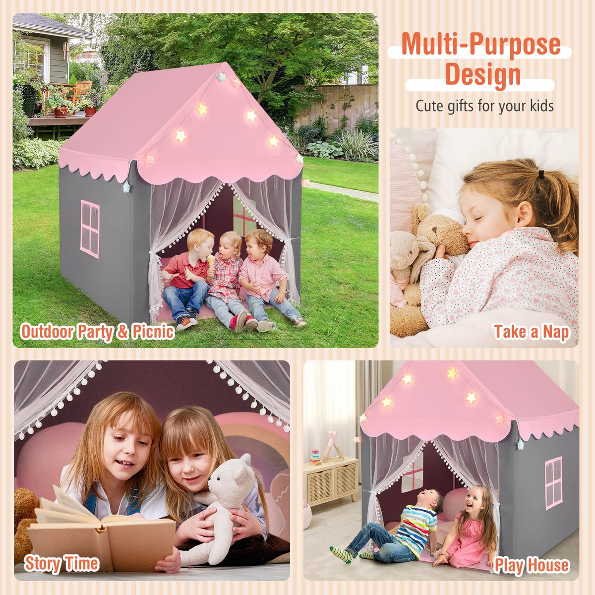 Indoor Outdoor Princess Tent for Boys & Girls