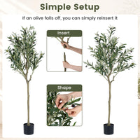 Giantex 150 cm Artificial Olive Tree w/ 24 Olive Fruits & 576 Silk Leaves