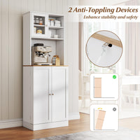 Kitchen Pantry Cabinet 170 CM Freestanding Tall Cupboard with Microwave Shelf