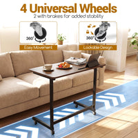 Mobile Side Table Rolling Laptop Desk Cart with Tablet Slot Over Bed Table with Wheels