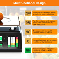 40kg Price Computing Scale with Counting Function and Stainless Steel Platform