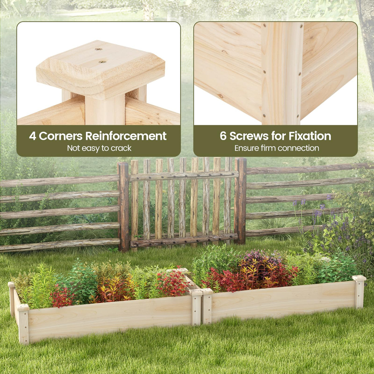Giantex 48" x 24" x 10" Wooden Raised Garden Bed, Rectangular Planter Box