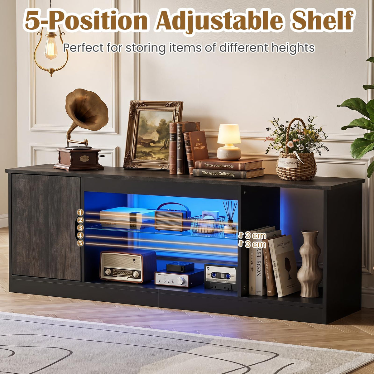 Giantex TV Stand with LED Light Strip for TVs up to 65"