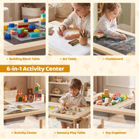 Kids Sensory Table and Chair Set with Adjustable Height 2 Bins for Water Sand Play