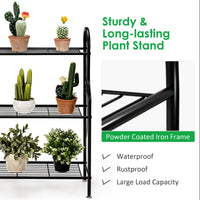 3-Tier Scrollwork Design Metal Plant Stand for Balcony Garden Yard