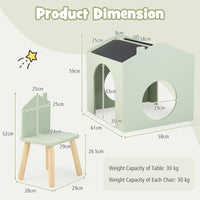 3 Pieces Kids Wooden Activity Play Desk and Chair Set with Chalkboards
