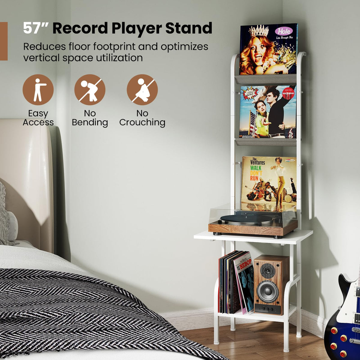 Giantex Record Player Stand with Vinyl Storage, 5-Tier Tall Turntable Stand
