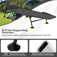 Folding Camping Cot W/Detachable Mattress, 6-Position Adjustable Backrest