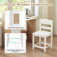 Kids Study Desk and Chair Set, Wooden Children Writing Desk