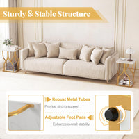 Faux Marble Bedside NightStand with Storage Shelf and Petal-Inspired Metal Frame