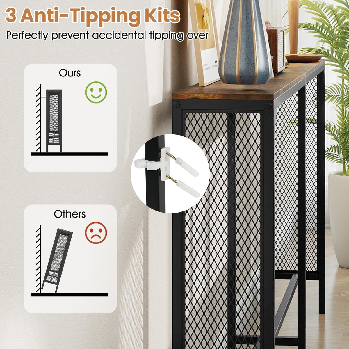 180cm Console Table w/Power Outlet, Narrow Sofa Table