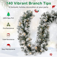 270CM Flocked Christmas Rattan with Timer & LED Lights for Mantle