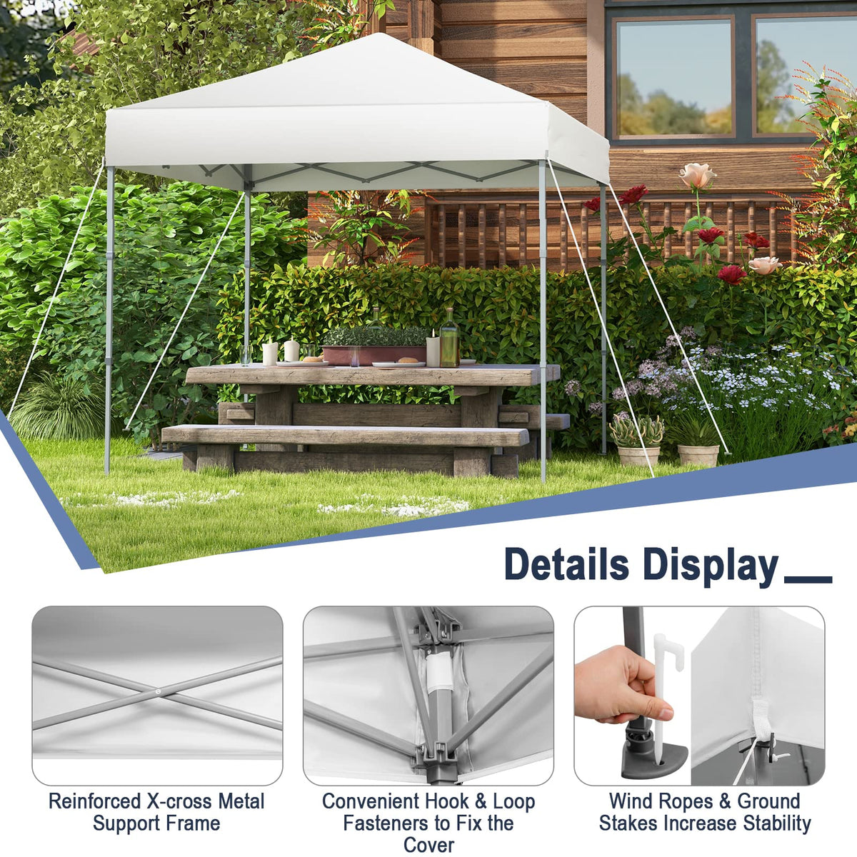 2 x 2 m Outdoor Pop-up Canopy, Instant Setup Canopy Tent w/Adjustable Heights, Carry Bag