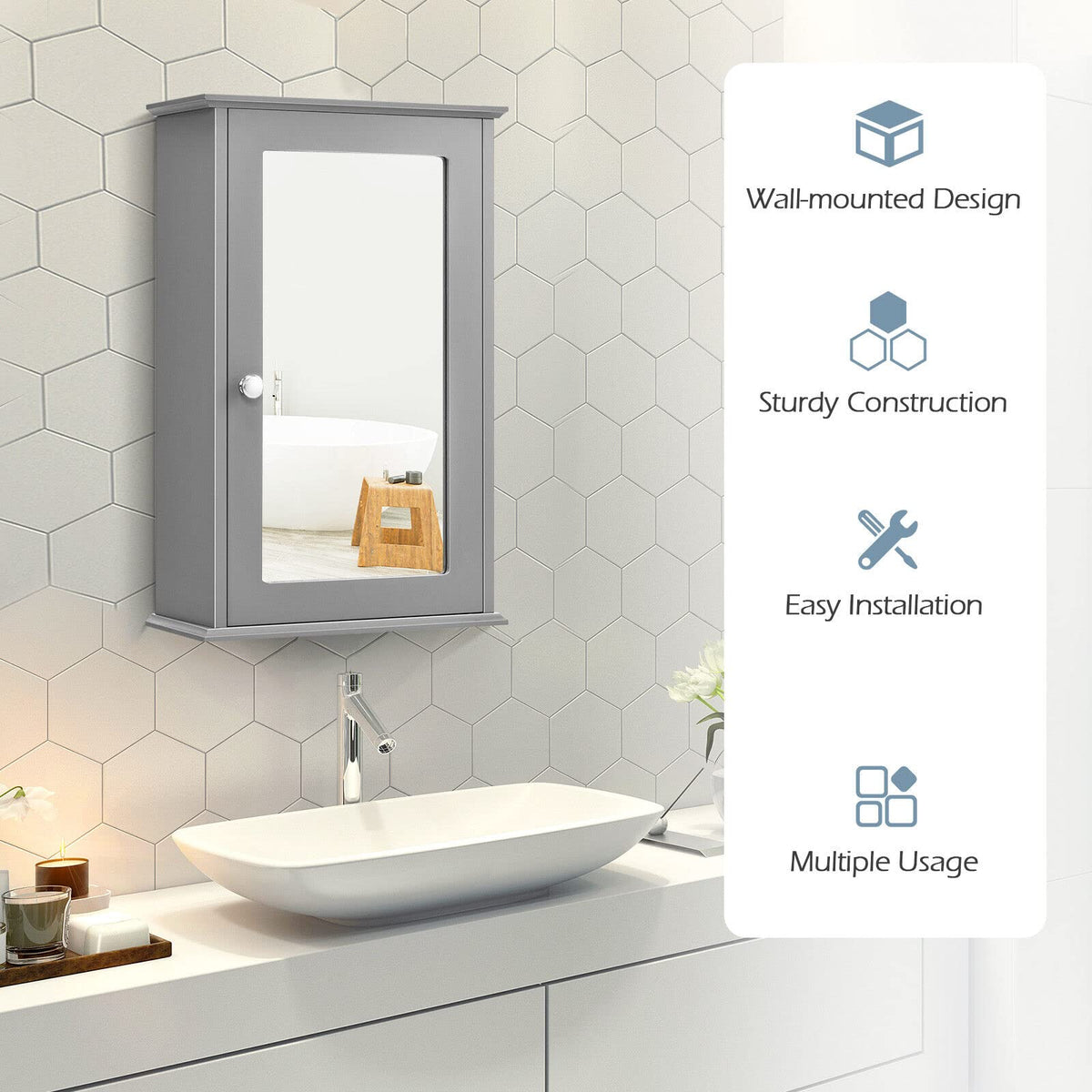 Giantex Wall Mounted Bathroom Cabinet, 2-in-1 Over The Sink Cabinet