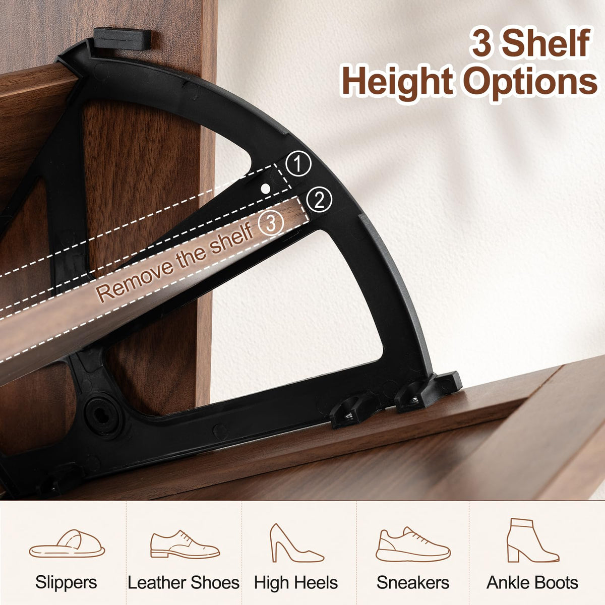 Narrow Shoe Cabinet with 2 Flip Drawers and Adjustable Shelves
