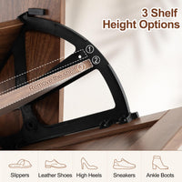Narrow Shoe Cabinet with 2 Flip Drawers and Adjustable Shelves