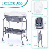 2 in 1 Baby Changing Table with Bathtub, Folding Diaper Dresser Station for Newborn Infant with Wheels