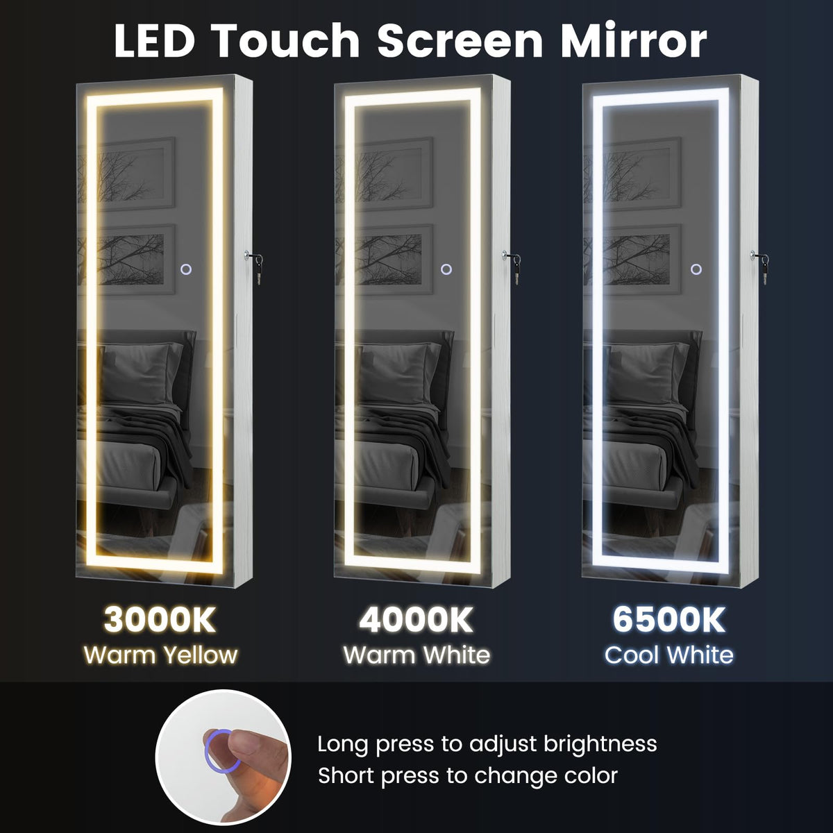 Giantex 108 cm Jewelry Mirror Cabinet, Lockable Jewelry Door & Wall Cabinet