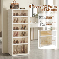 Foldable Shoe Rack Organizer 12-Pair 6-Tier Collapsible Shoe Cabinet