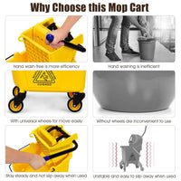 Commercial Mop Bucket, Cleaning Trolley w/Side Press Wringer