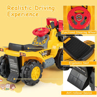 Kids Ride On Bulldozer Toy Pretend Truck with Adjustable Bucket and Sound