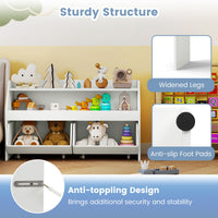 Kids Toy Storage Box, Children Wooden Bookcase with 2 Movable Drawers