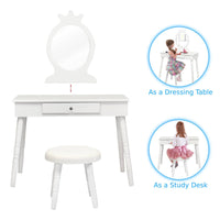 Kids Vanity Dressing Table Stool Set, Children Makeup Table Set