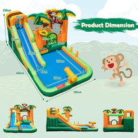 7-in-1 Bounce House Water Park w/Splash Pool, Water Cannon, Ring-toss Game, Climbing Wall