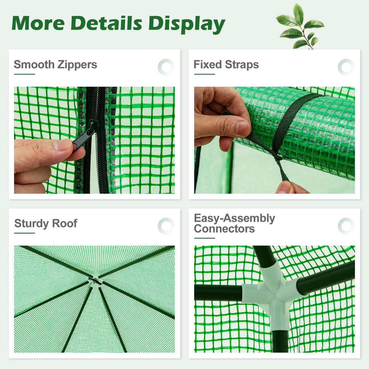 198 x 172 x 190cm Walk-in Greenhouse with PE Cover for Winter