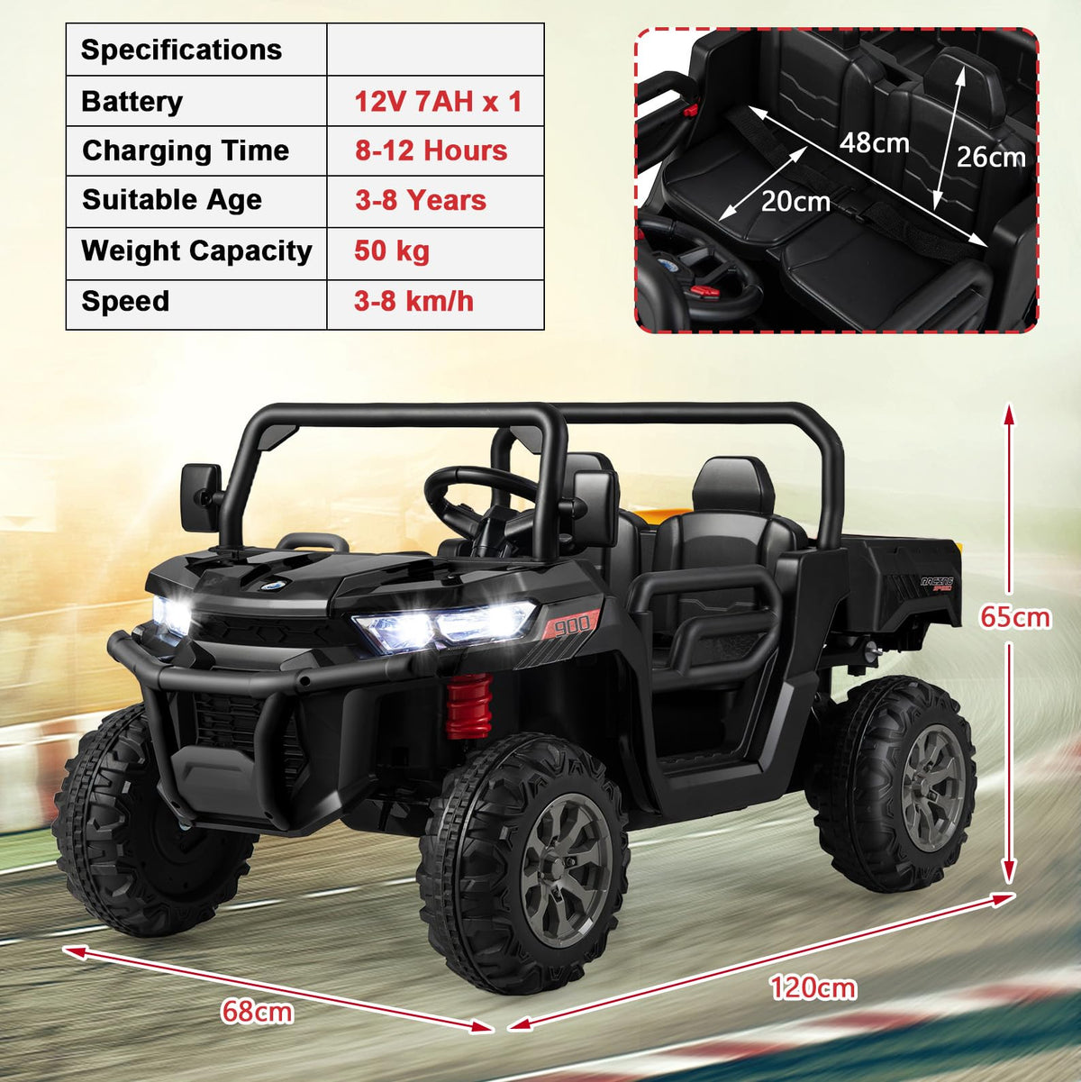 12V 2-Seater Kids Ride On Dump Truck with Shovel and Remote Control