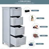 Giantex Bathroom Floor Cabinet, Freestanding Side Storage Cabinet W/ 4 Drawers & Anti-Toppling Device