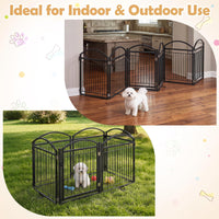 360/480x81cm Foldable Metal Dog Gate with Door 6/8 Panels