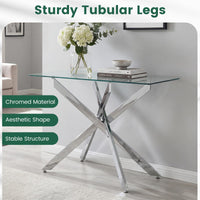 Modern Entryway Table with Clear Tempered Glass Top for Entrance and Living room