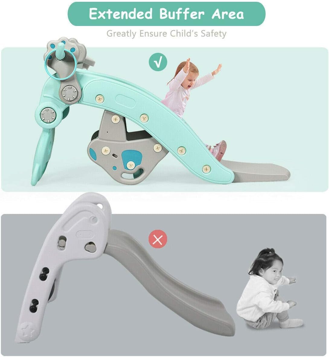 4-in-1 Rocking Horse and Slide Set for Kids