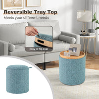 Giantex Round Ottoman Set of 2, Upholstered Storage Ottoman