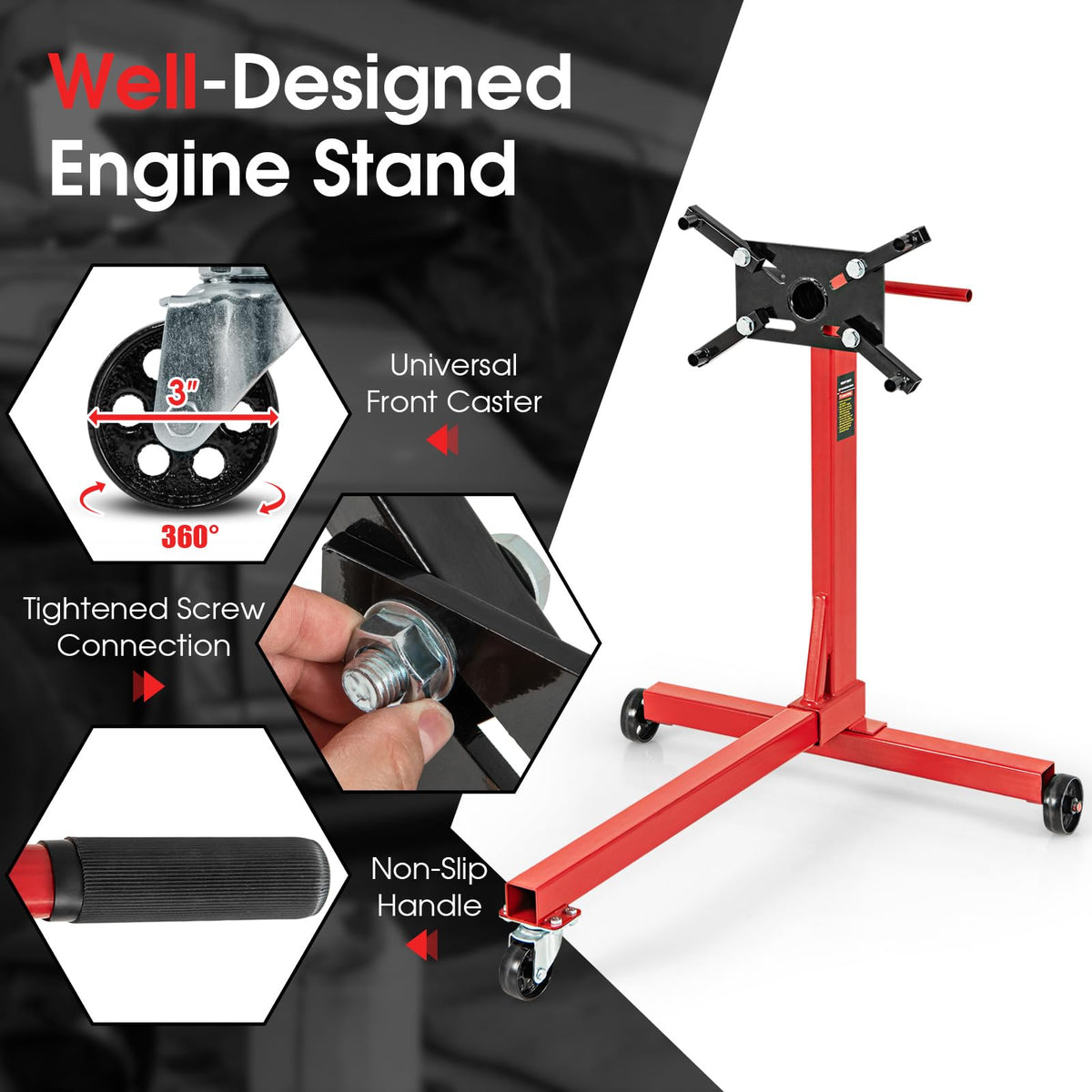 Engine Stand 340kg Heavy Duty with 360 Rotating Head and 4 Adjustable Arms