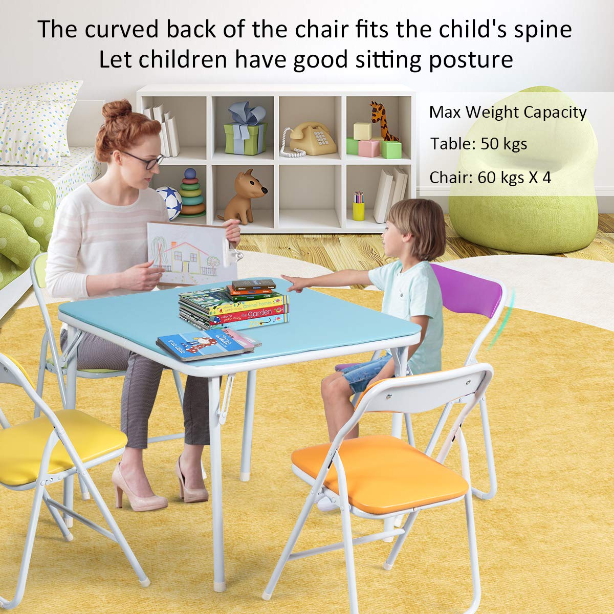 Kids Table and Chairs Set, Children Toddler Study Desk
