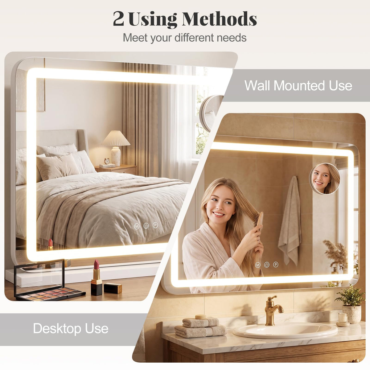 Giantex Vanity Mirror with LED Lights & Removable Magnify Mirror