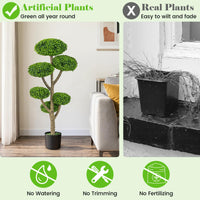 45" Artificial Sesame Leaf Topiary Tree, Indoor Outdoor 6 Balls Fake Plants