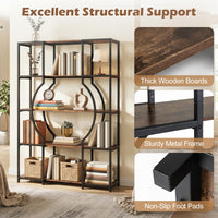 Giantex 5-Tier Industrial Geometric Tall Bookshelf with Open Shelves