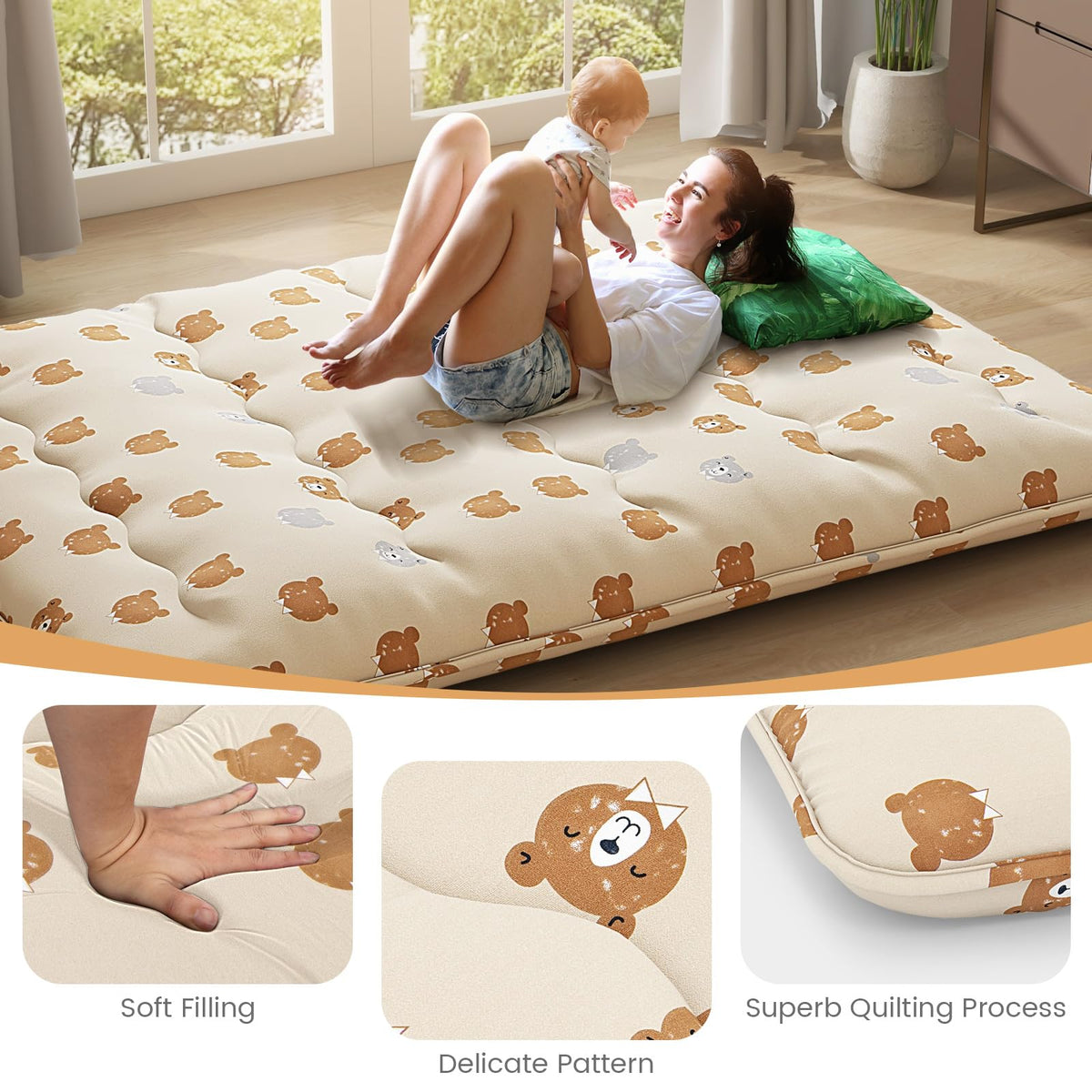 Roll up Mattress Floor Lounger Bed Foldable Tatami Mat Portable Sleeping Pad